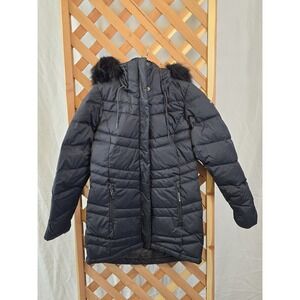 NEW Women's Columbia Puffer Down Jacket W/Removable‎ Faux Fur Hood - Black Small